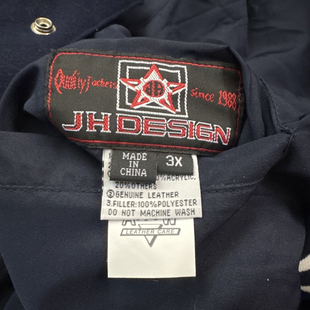 Vgt NY YANKEES Leather Jacket JH Design Reversible Wool Bomber 3XL MLB NEW TAG - Picture 6 of 10